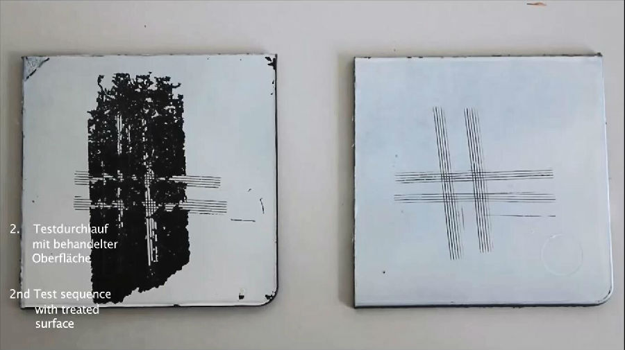 涂層劃格法測(cè)試檢驗(yàn)附著力促進(jìn)劑效果對(duì)比圖